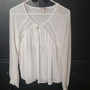 Forever 21 Cream Blouse with Embroidered Details